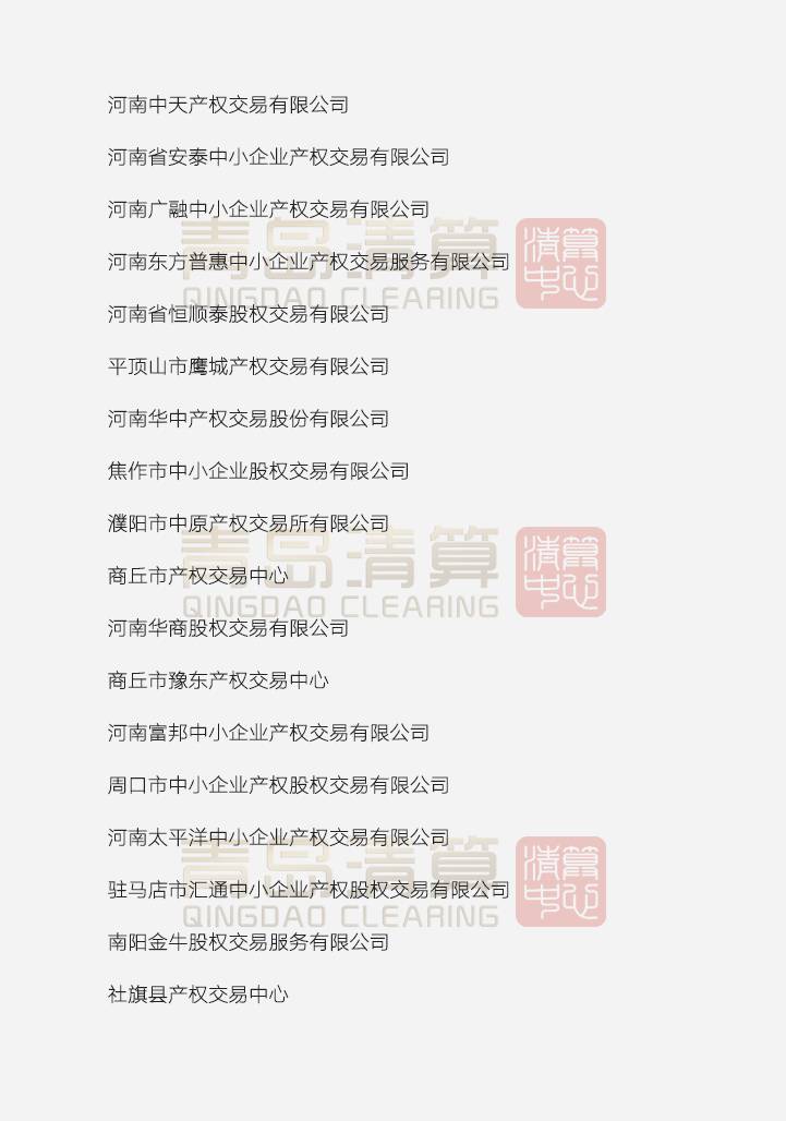 河南省第一批涉嫌违规权益类交易场所名单（18家）